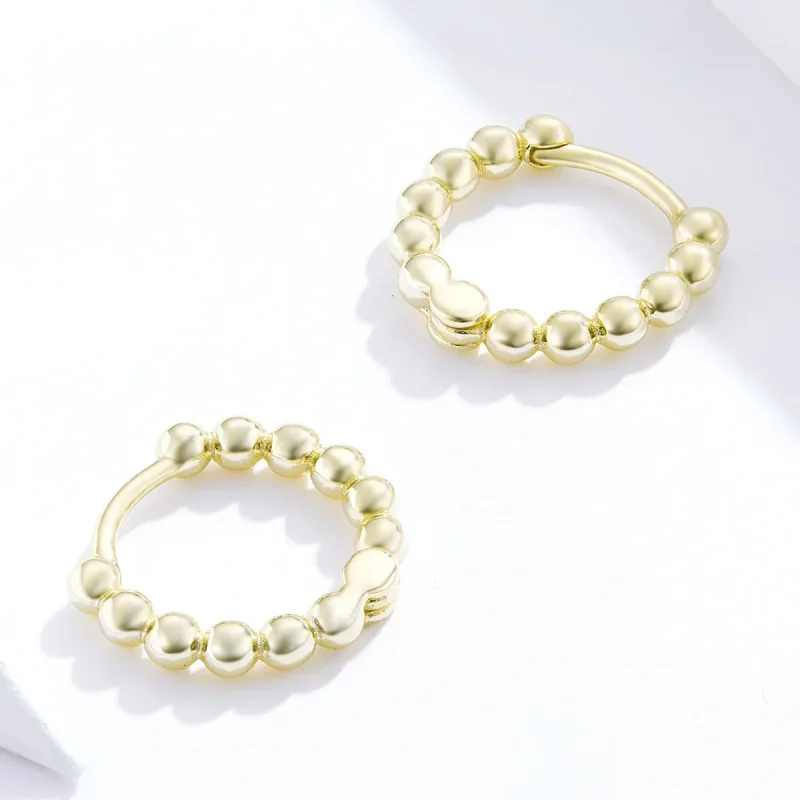 (imagine pentru) Cercei rotunzi Tip Pandora cu Minge mică placat cu aur de 14 k - SCE807-B - Vizualizare 4