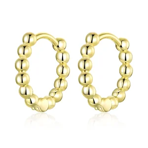 (imagine pentru) Cercei rotunzi Tip Pandora cu Minge mică placat cu aur de 14 k - SCE807-B
