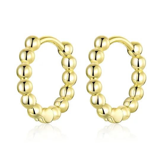(imagine pentru) Cercei rotunzi Tip Pandora cu Minge mică placat cu aur de 14 k - SCE807-B