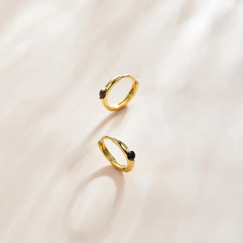 (imagine pentru) Cercei rotunzi Tip Pandora cu Minge placat cu aur de 14 k - SCE1050-BK - Vizualizare 2