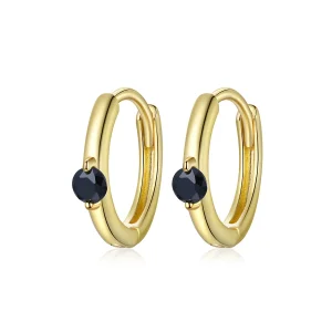 (imagine pentru) Cercei rotunzi Tip Pandora cu Minge placat cu aur de 14 k - SCE1050-BK