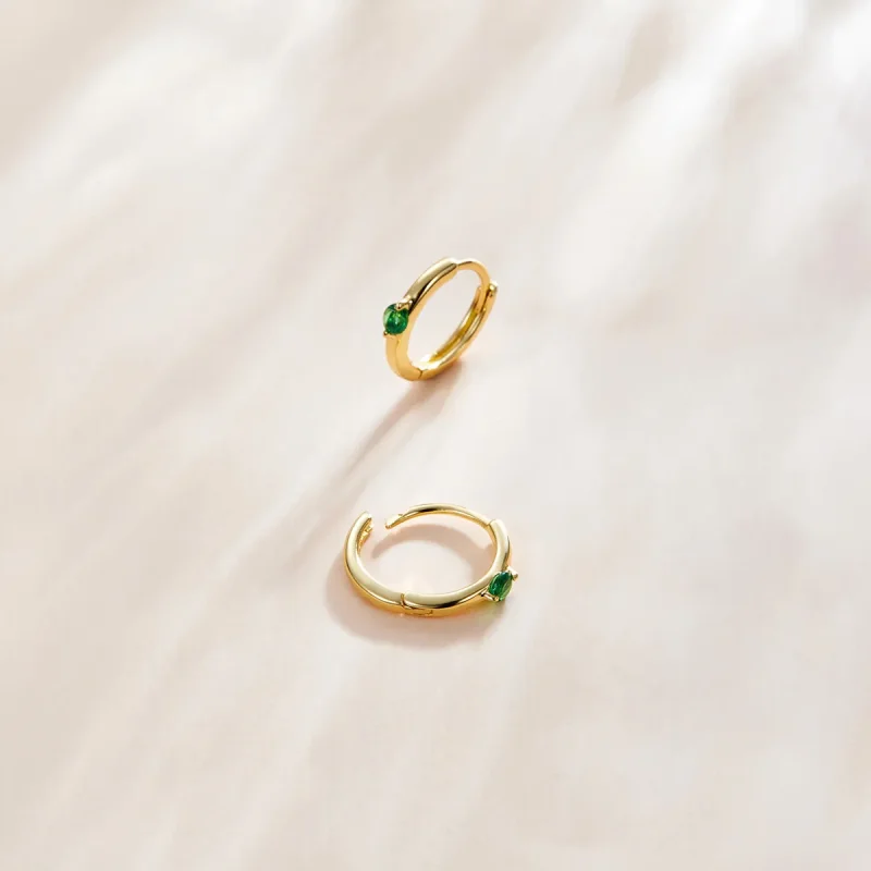 (imagine pentru) Cercei rotunzi Tip Pandora cu Minge placat cu aur de 14 k - SCE1050-GN - Vizualizare 3