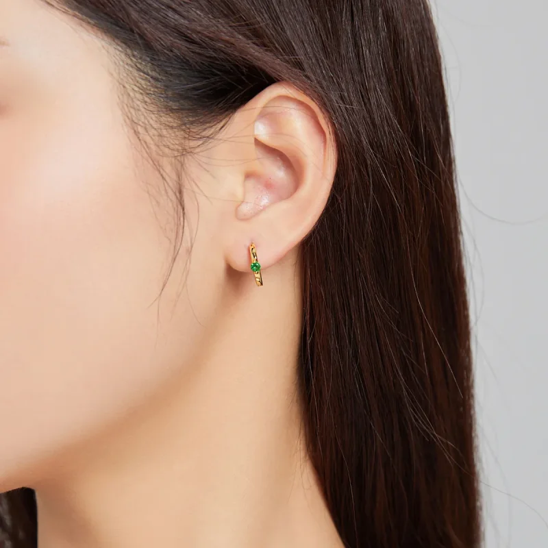 (imagine pentru) Cercei rotunzi Tip Pandora cu Minge placat cu aur de 14 k - SCE1050-GN - Vizualizare 5