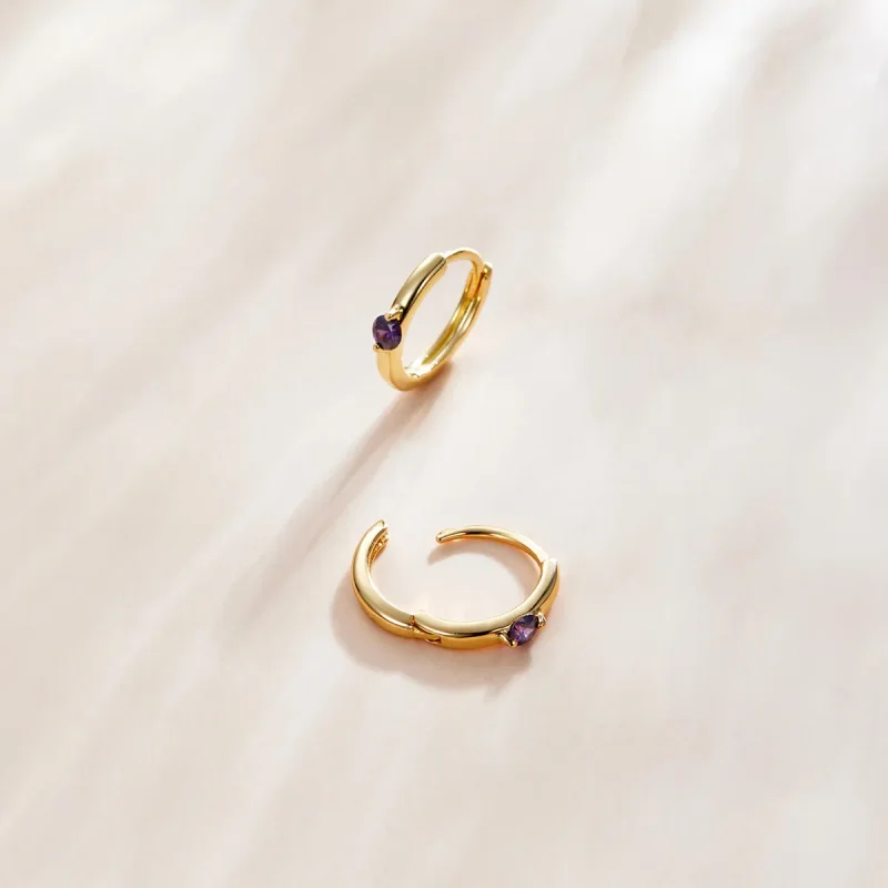 (imagine pentru) Cercei rotunzi Tip Pandora cu Minge placat cu aur de 14 k - SCE1050-VT - Vizualizare 2