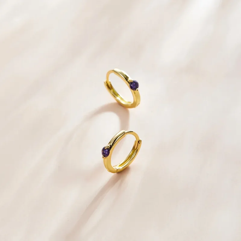 (imagine pentru) Cercei rotunzi Tip Pandora cu Minge placat cu aur de 14 k - SCE1050-VT - Vizualizare 3