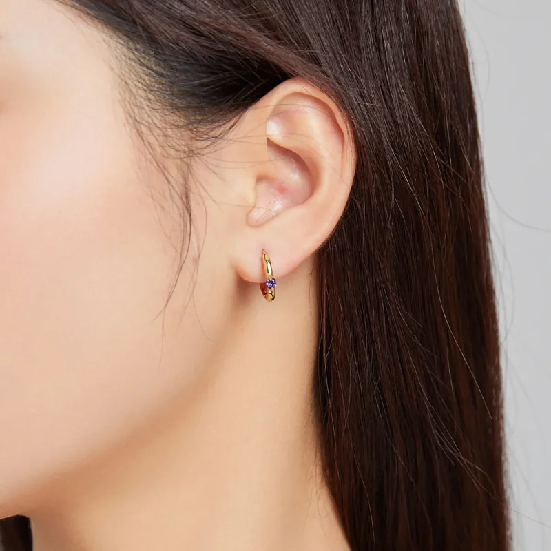 (imagine pentru) Cercei rotunzi Tip Pandora cu Minge placat cu aur de 14 k - SCE1050-VT - Vizualizare 5