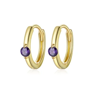 (imagine pentru) Cercei rotunzi Tip Pandora cu Minge placat cu aur de 14 k - SCE1050-VT