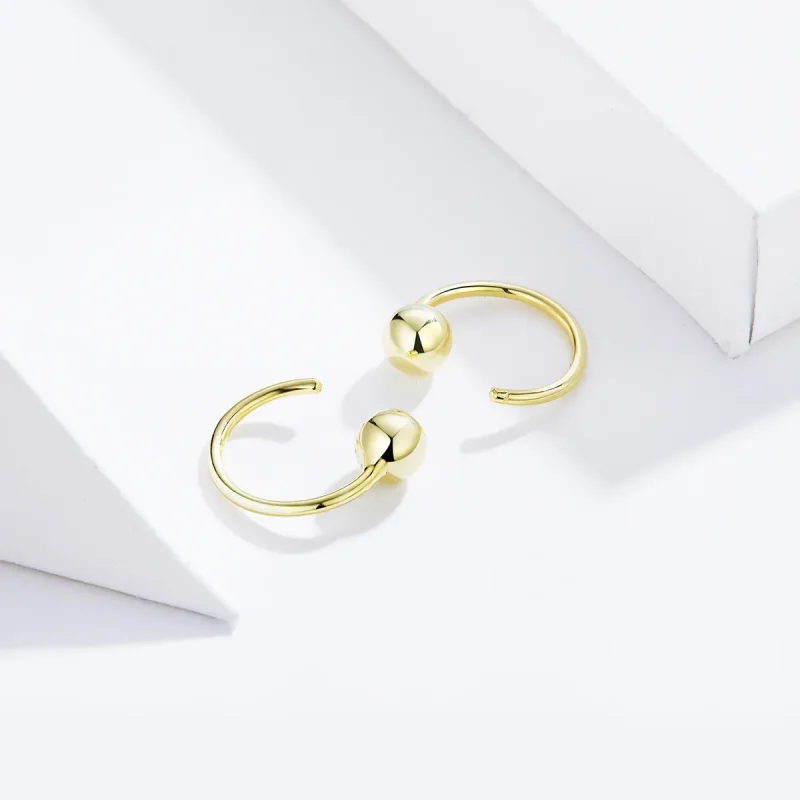 (imagine pentru) Cercei rotunzi Tip Pandora cu Minge placat cu aur de 14 k - SCE782-B - Vizualizare 3