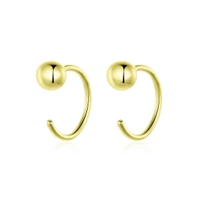 (imagine pentru) Cercei rotunzi Tip Pandora cu Minge placat cu aur de 14 k - SCE782-B