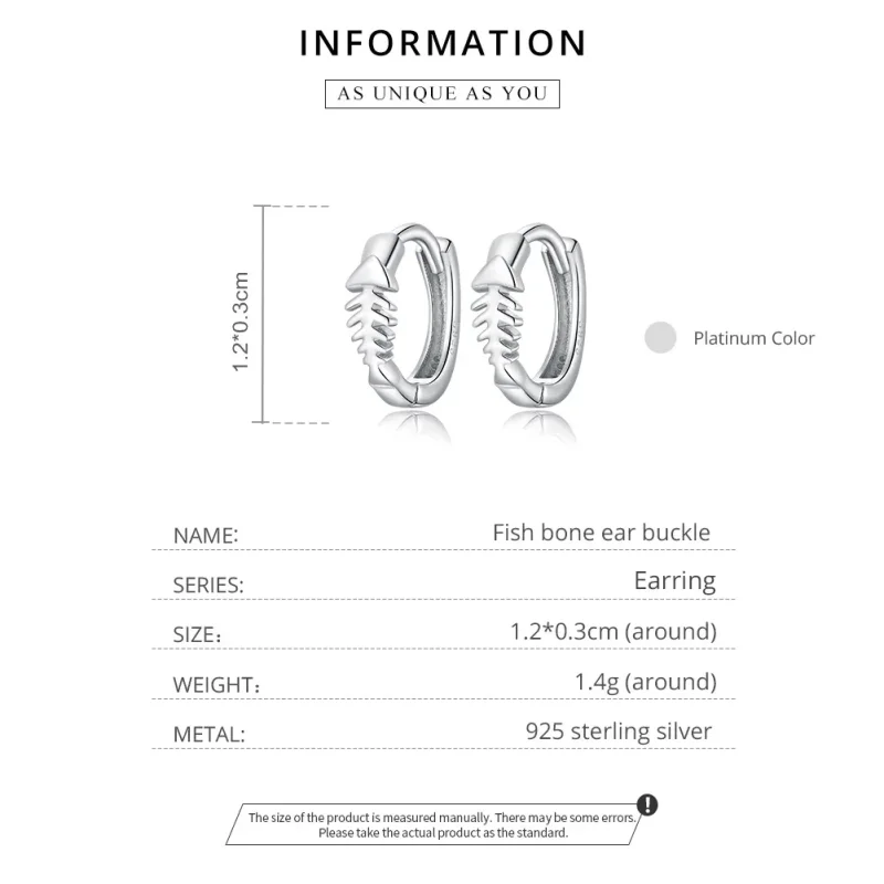 (imagine pentru) Cercei rotunzi Tip Pandora cu Oase de pește delicate din argint - SCE1108 - Vizualizare 8