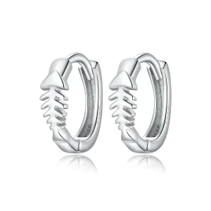 (imagine pentru) Cercei rotunzi Tip Pandora cu Oase de pește delicate din argint - SCE1108