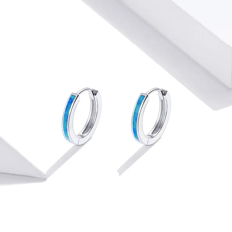 (imagine pentru) Cercei rotunzi Tip Pandora cu Opal din argint - SCE992 - Vizualizare 2
