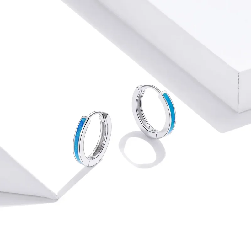 (imagine pentru) Cercei rotunzi Tip Pandora cu Opal din argint - SCE992 - Vizualizare 3