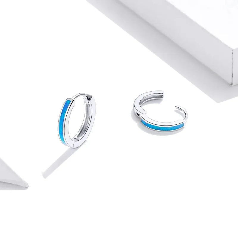 (imagine pentru) Cercei rotunzi Tip Pandora cu Opal din argint - SCE992 - Vizualizare 4