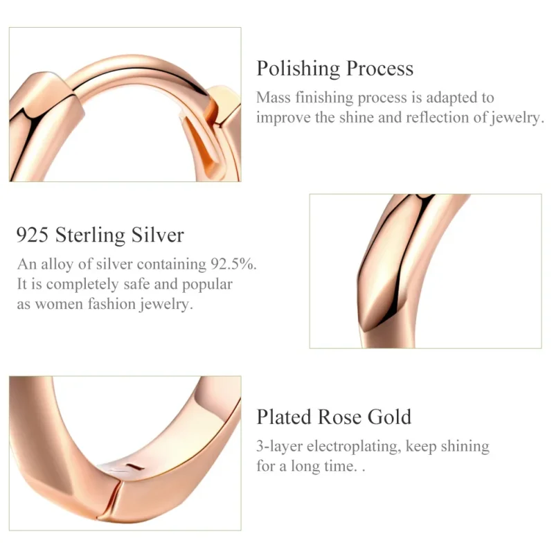 (imagine pentru) Cercei rotunzi Tip Pandora cu Simplu din aur rose - BSE119 - Vizualizare 3