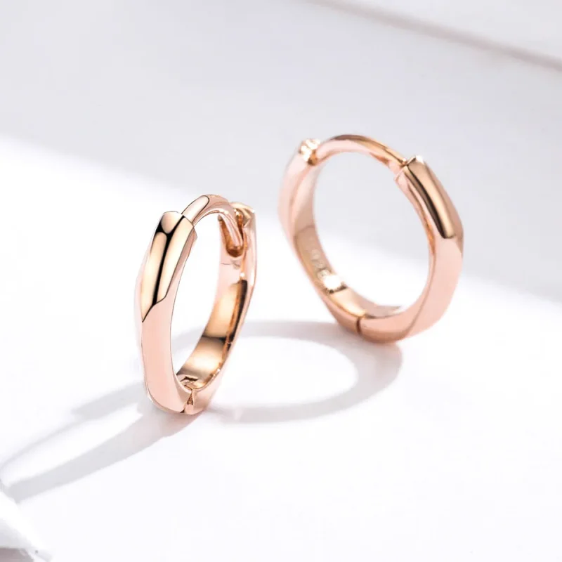 (imagine pentru) Cercei rotunzi Tip Pandora cu Simplu din aur rose - BSE119 - Vizualizare 2