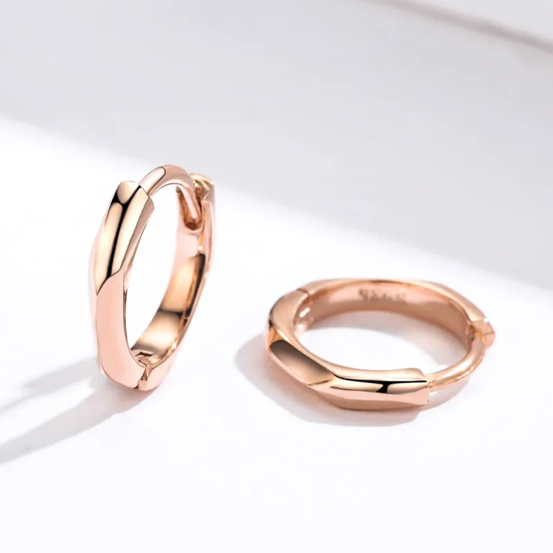 (imagine pentru) Cercei rotunzi Tip Pandora cu Simplu din aur rose - BSE119 - Vizualizare 4