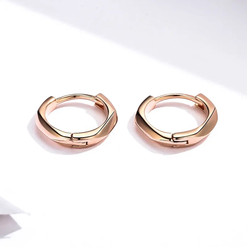 (imagine pentru) Cercei rotunzi Tip Pandora cu Simplu din aur rose - BSE119 - Vizualizare 6