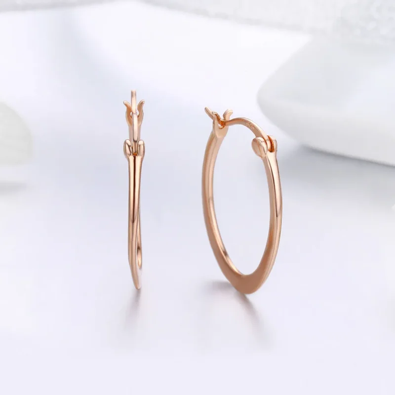 (imagine pentru) Cercei rotunzi Tip Pandora cu simplu din aur rose - SCE478 - Vizualizare 3
