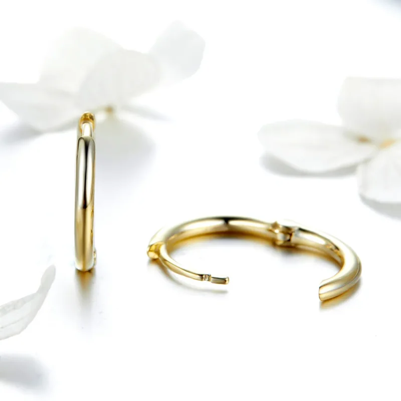 (imagine pentru) Cercei rotunzi Tip Pandora cu simplu placat cu aur de 14 k - SCE558 - Vizualizare 3