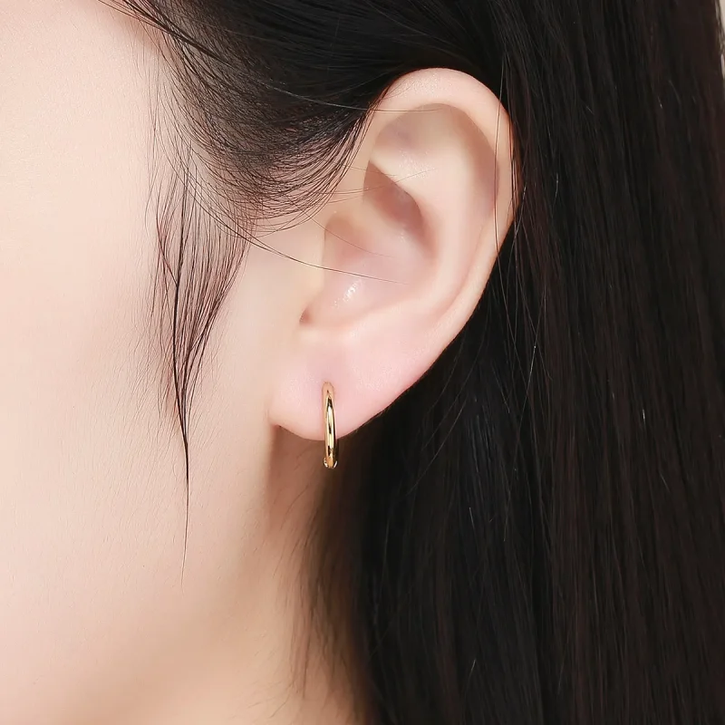 (imagine pentru) Cercei rotunzi Tip Pandora cu simplu placat cu aur de 14 k - SCE558 - Vizualizare 4