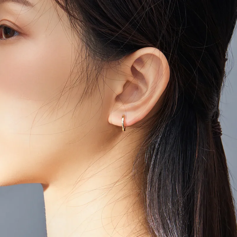 (imagine pentru) Cercei rotunzi Tip Pandora cu Simplu placat cu aur de 14 k - SCE808 - Vizualizare 6