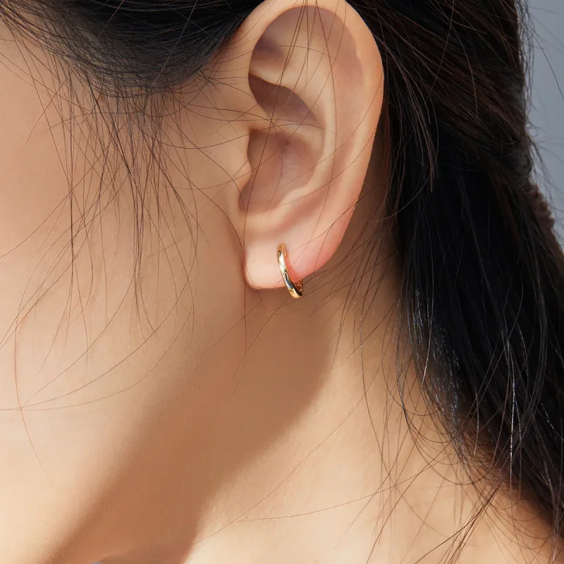 (imagine pentru) Cercei rotunzi Tip Pandora cu Simplu placat cu aur de 14 k - SCE808 - Vizualizare 7