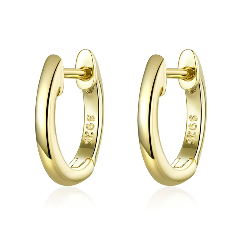 (imagine pentru) Cercei rotunzi Tip Pandora cu Simplu placat cu aur de 14 k - SCE808
