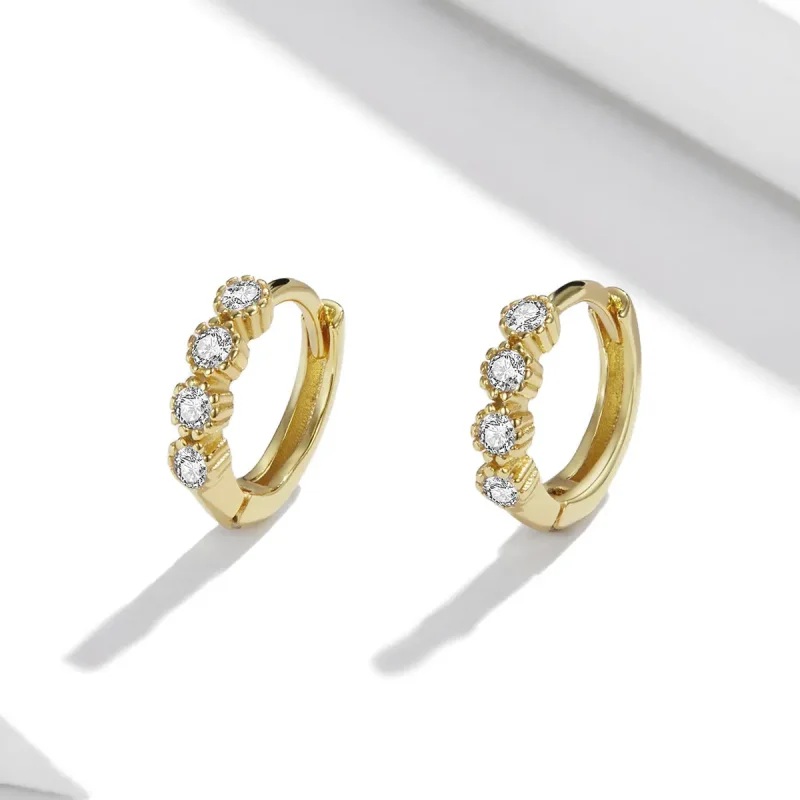 (imagine pentru) Cercei rotunzi Tip Pandora cu Stilat placat cu aur de 14 k - SCE1126 - Vizualizare 2