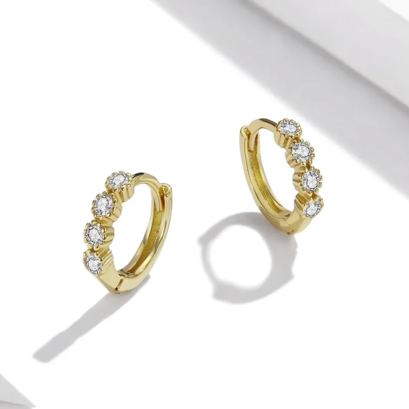 (imagine pentru) Cercei rotunzi Tip Pandora cu Stilat placat cu aur de 14 k - SCE1126 - Vizualizare 3