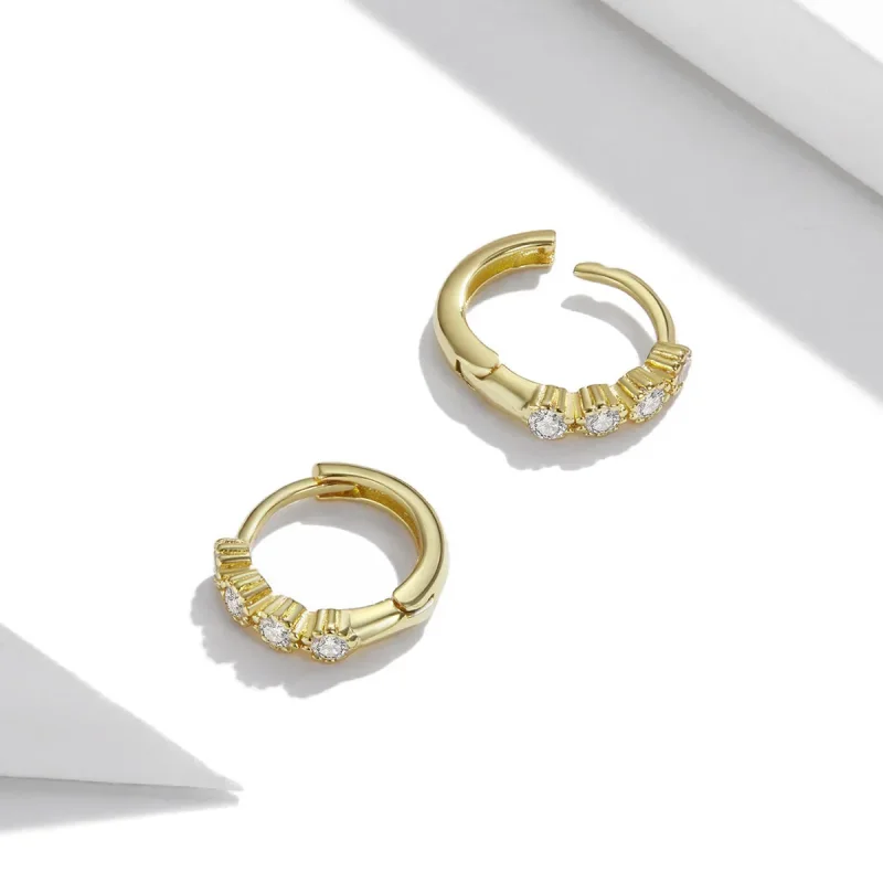 (imagine pentru) Cercei rotunzi Tip Pandora cu Stilat placat cu aur de 14 k - SCE1126 - Vizualizare 4