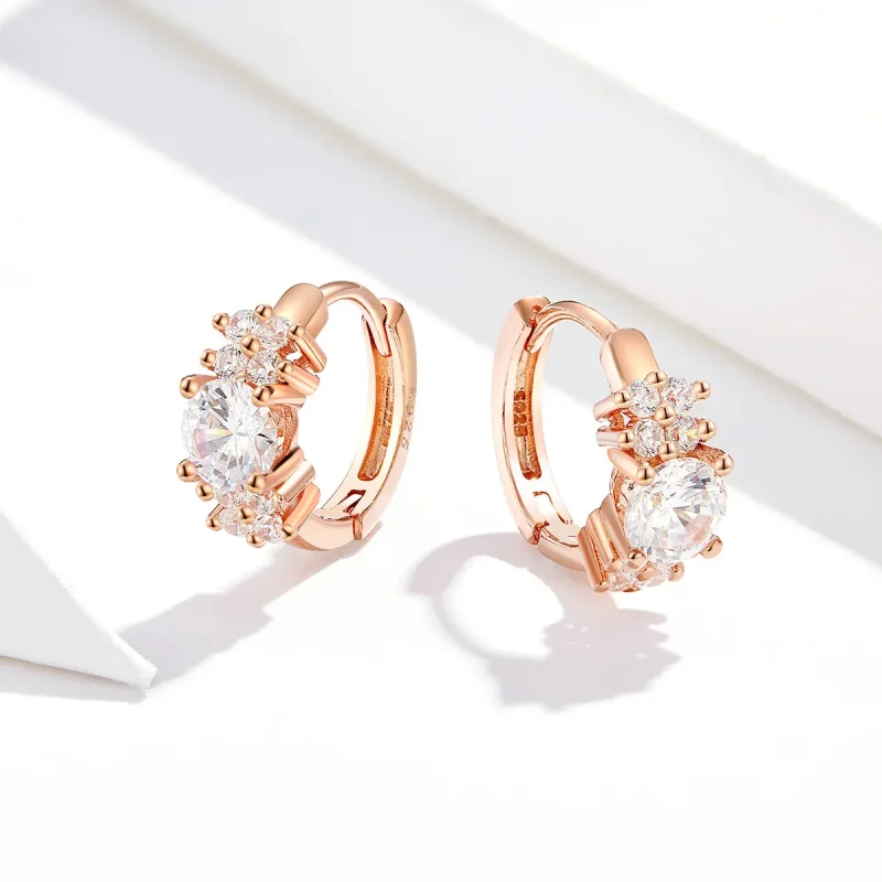 (imagine pentru) Cercei rotunzi Tip Pandora cu Strălucire romantică din aur rose - SCE485-C - Vizualizare 2