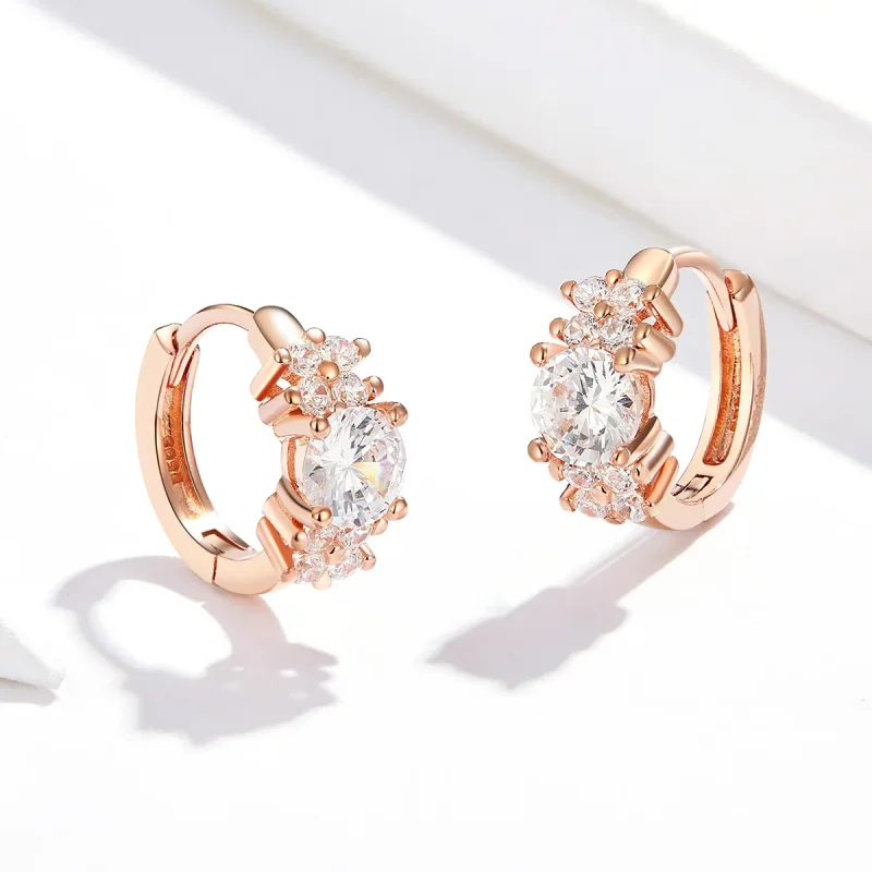 (imagine pentru) Cercei rotunzi Tip Pandora cu Strălucire romantică din aur rose - SCE485-C - Vizualizare 3