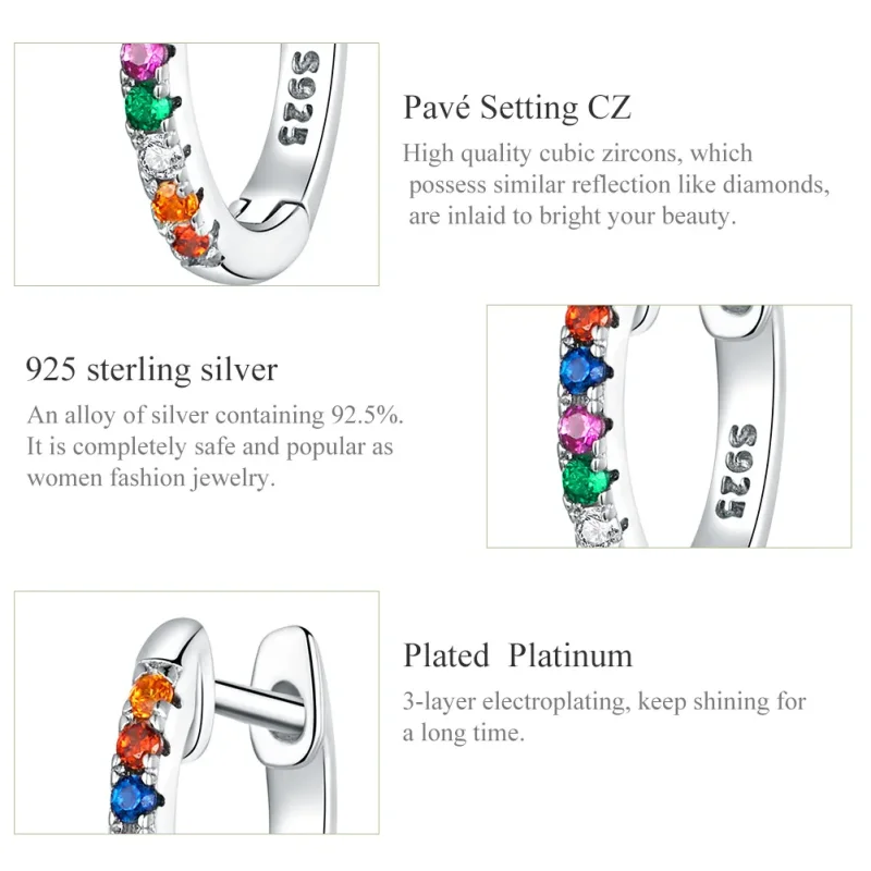 (imagine pentru) Cercei rotunzi Tip Pandora cu Zircon colorat din argint - SCE721 - Vizualizare 3