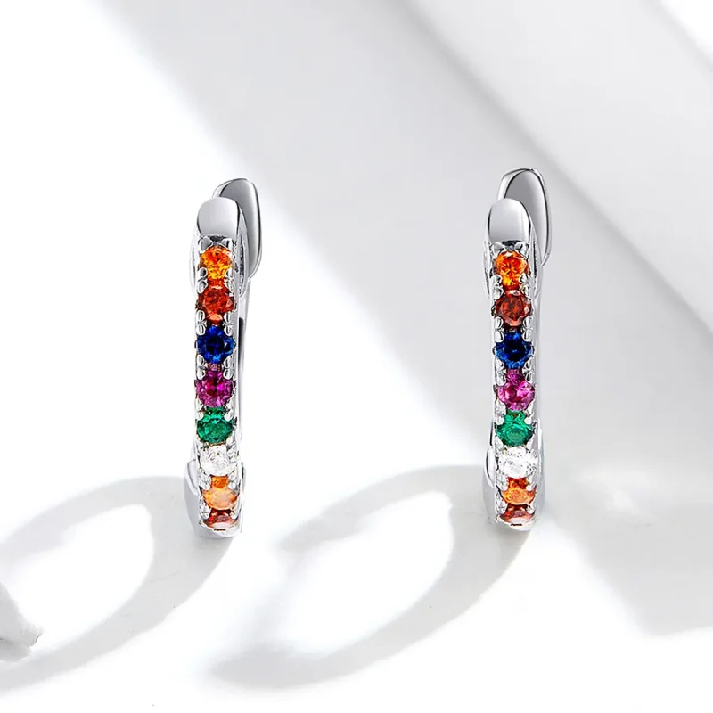 (imagine pentru) Cercei rotunzi Tip Pandora cu Zircon colorat din argint - SCE721 - Vizualizare 2