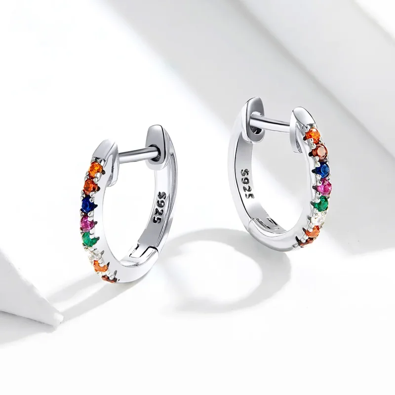 (imagine pentru) Cercei rotunzi Tip Pandora cu Zircon colorat din argint - SCE721 - Vizualizare 4