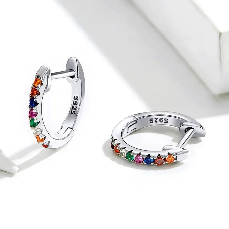 (imagine pentru) Cercei rotunzi Tip Pandora cu Zircon colorat din argint - SCE721 - Vizualizare 5