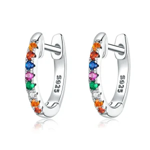 (imagine pentru) Cercei rotunzi Tip Pandora cu Zircon colorat din argint - SCE721