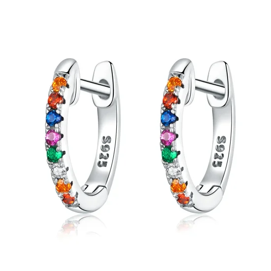 (imagine pentru) Cercei rotunzi Tip Pandora cu Zircon colorat din argint - SCE721