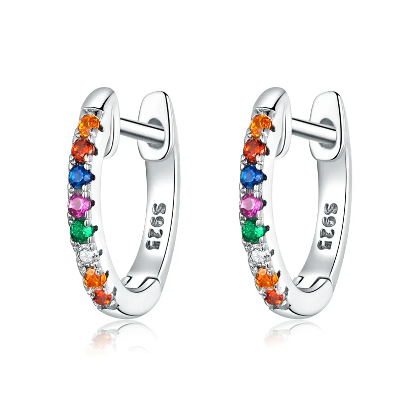 (imagine pentru) Cercei rotunzi Tip Pandora cu Zircon colorat din argint - SCE721