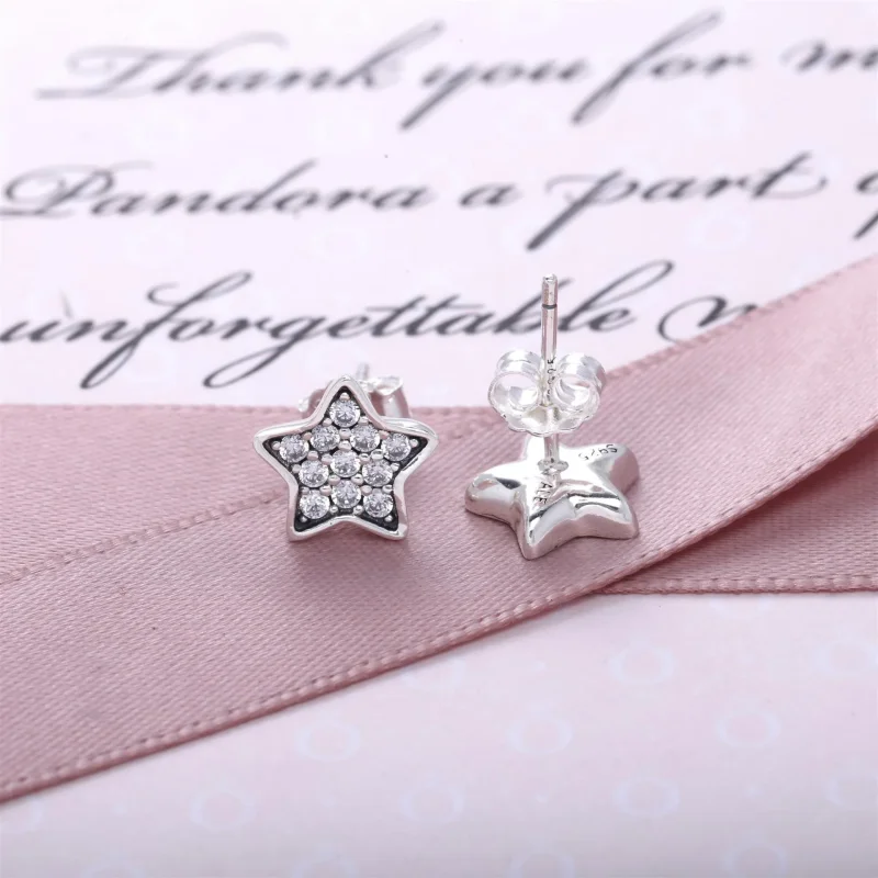 (imagine pentru) Cercei stea pavé, argint 925, zirconiu cubic - 290546CZ - Cercei - Vizualizare 2