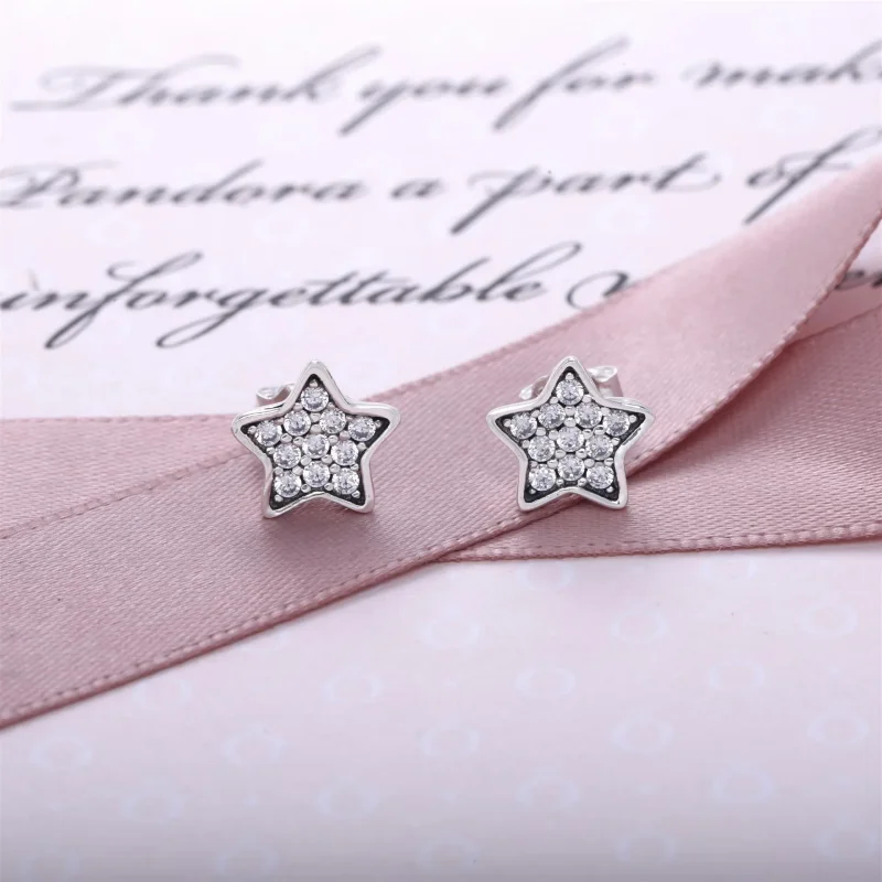 (imagine pentru) Cercei stea pavé, argint 925, zirconiu cubic - 290546CZ - Cercei - Vizualizare 3