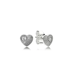 (imagine pentru) Evantaie inimi vintage - 297298CZ - Cercei PANDORA