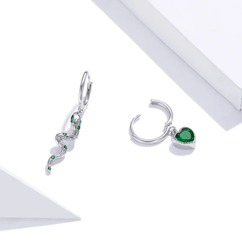 (imagine pentru) Pandora Style Argint Iubirea Șarpelui & Inimă Verde Cercei Pendant - SCE1006 - Vizualizare 4