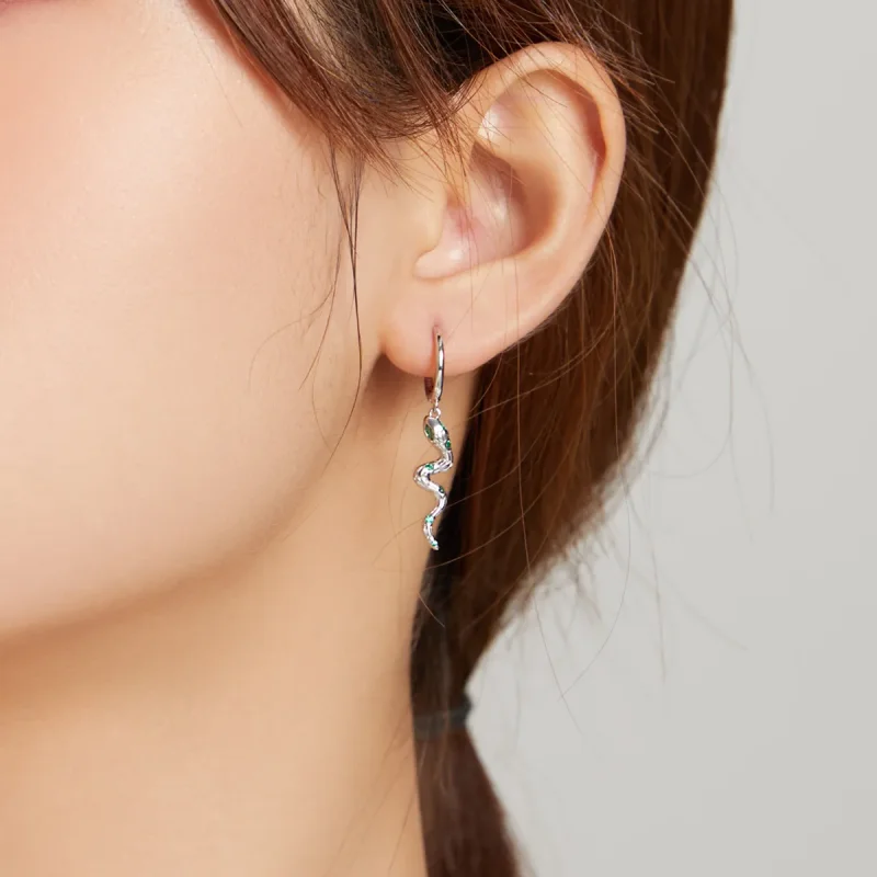 (imagine pentru) Pandora Style Argint Iubirea Șarpelui & Inimă Verde Cercei Pendant - SCE1006 - Vizualizare 7