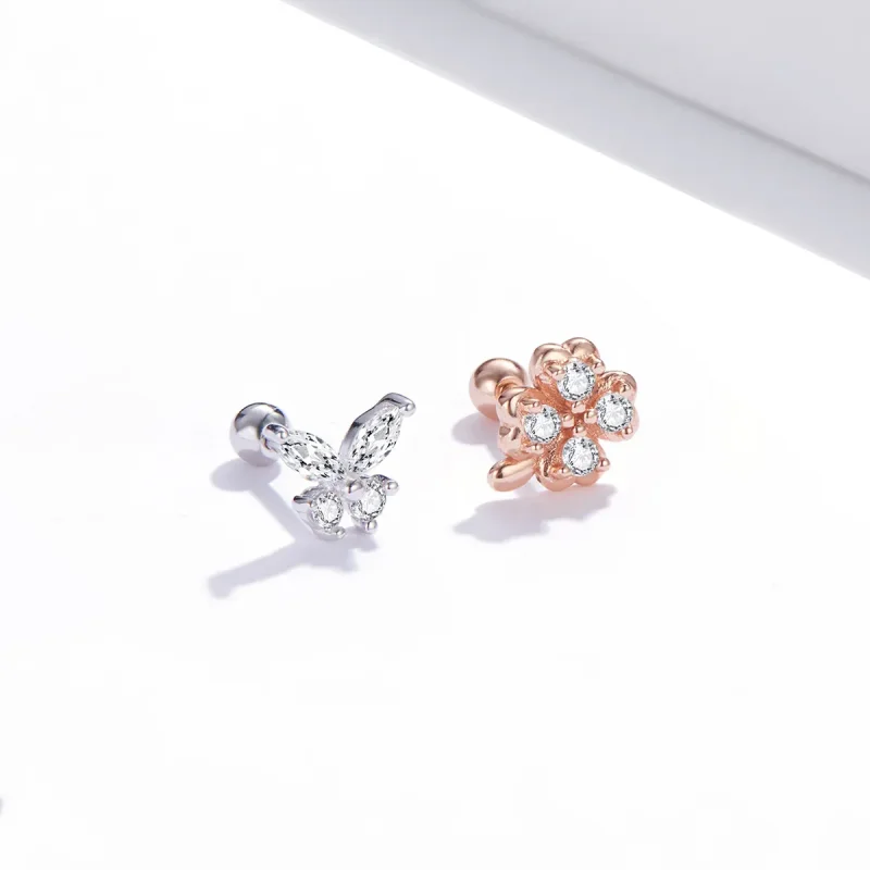 (imagine pentru) Pandora Style Two Tone Bicolor Cercei cu Trifoi norocos și Fluturi - SCE1008 - Vizualizare 2