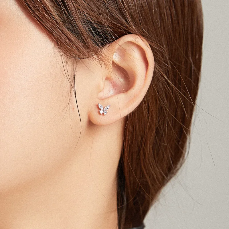 (imagine pentru) Pandora Style Two Tone Bicolor Cercei cu Trifoi norocos și Fluturi - SCE1008 - Vizualizare 7