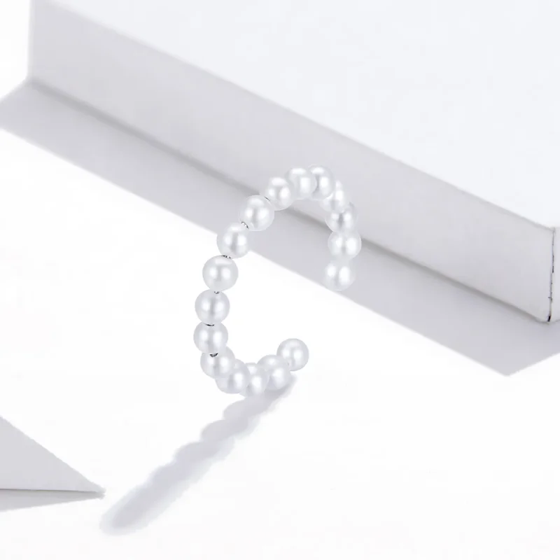 (imagine pentru) Pandora Style Clip de urechi argintiu cu perlă simplă - SCE1010 - Vizualizare 2