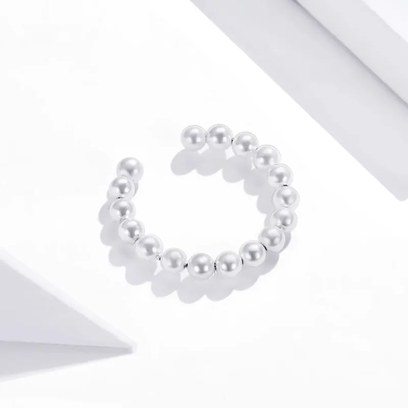 (imagine pentru) Pandora Style Clip de urechi argintiu cu perlă simplă - SCE1010 - Vizualizare 3