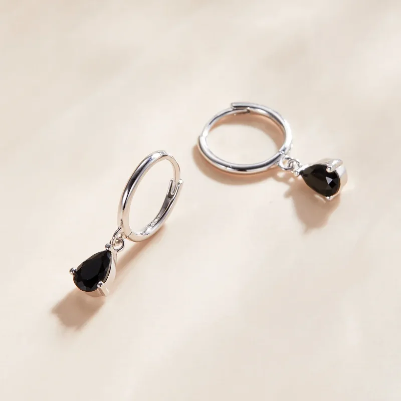 (imagine pentru) Pandora Style Cercei Pandant Argintiu cu Negru - SCE1018-BK - Vizualizare 3